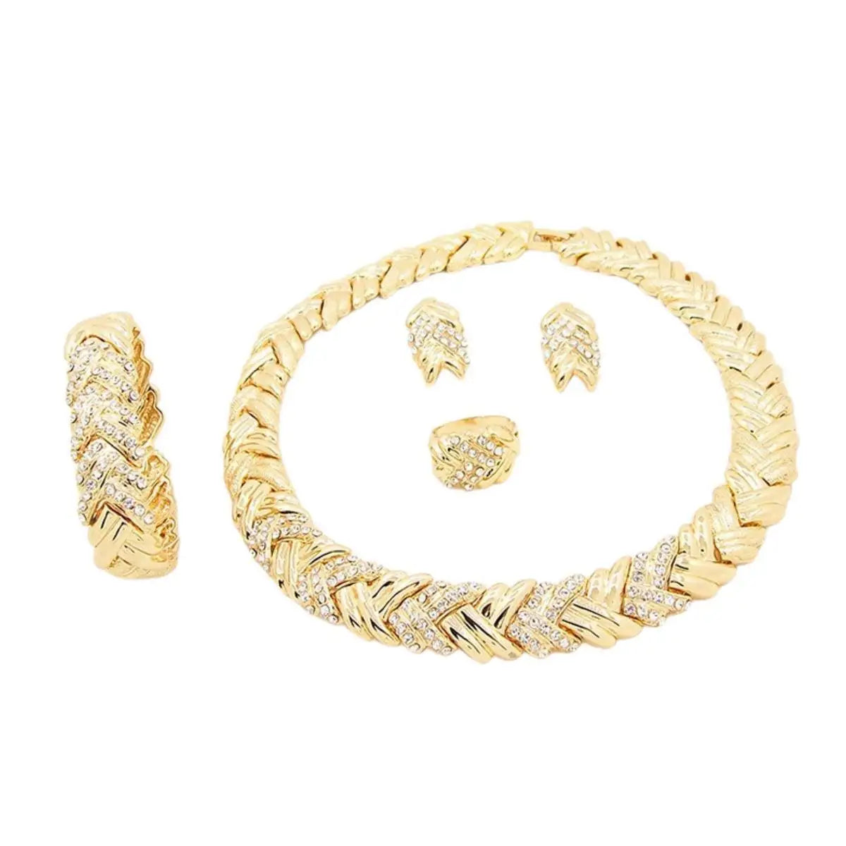 18K Gold Crystal Jewelry Set
