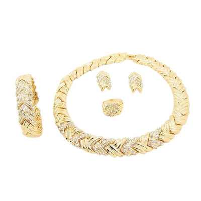 18K Gold Crystal Jewelry Set