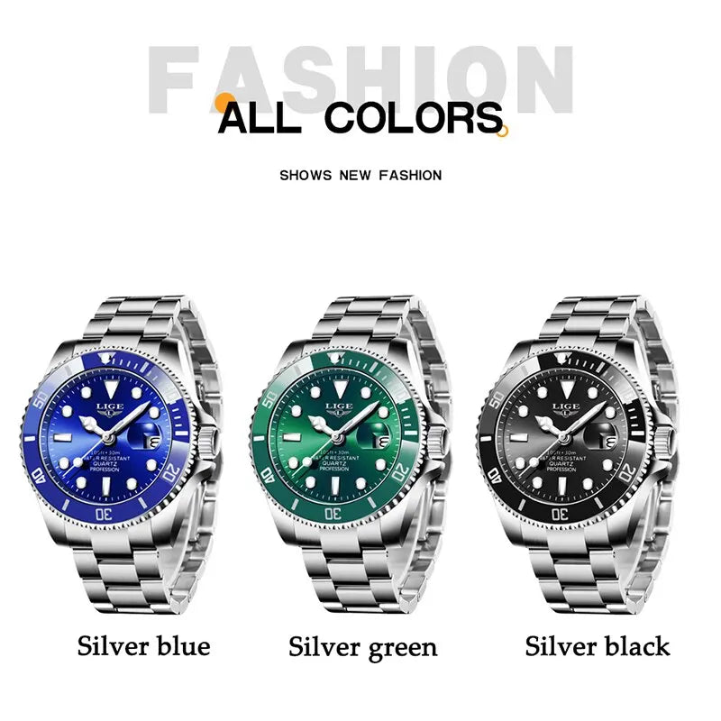 LIGE Luxury 30ATM Diver Watch