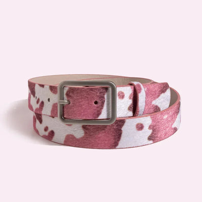 Cow Print Faux Fur Belt