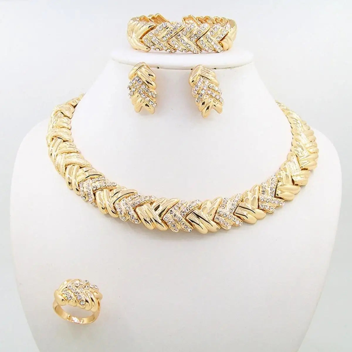 18K Gold Crystal Jewelry Set