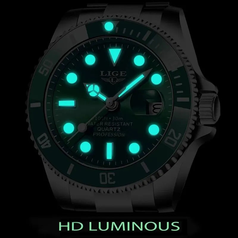 LIGE Luxury 30ATM Diver Watch