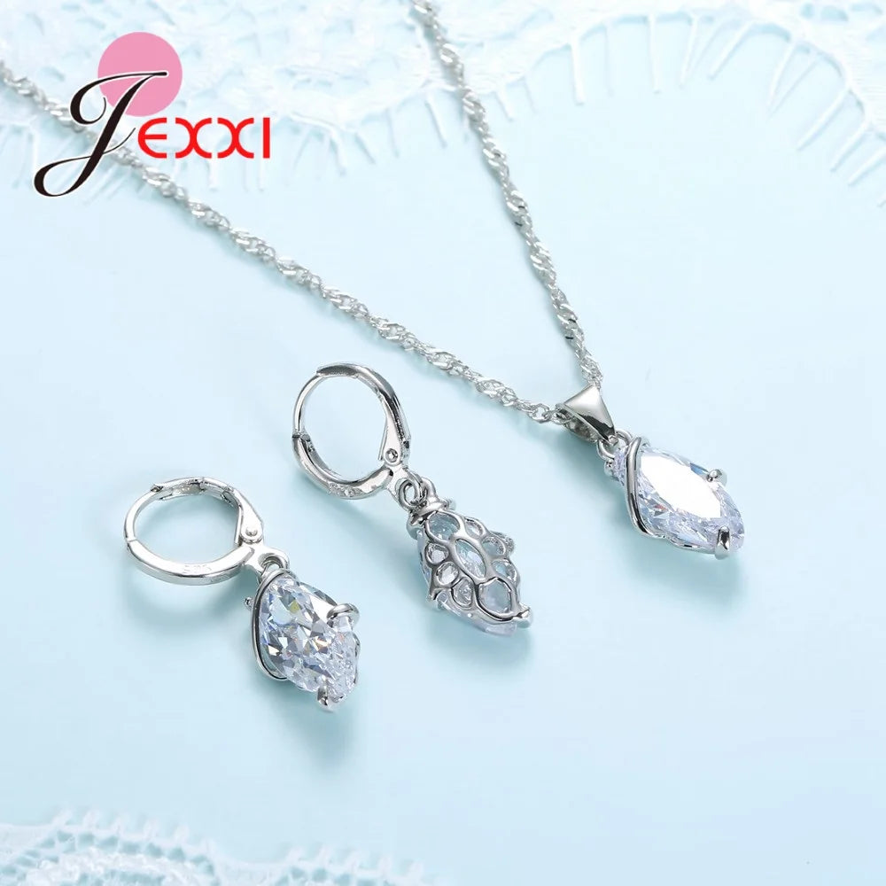 Silver Crystal Jewelry Set