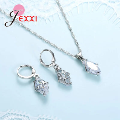 Silver Crystal Jewelry Set