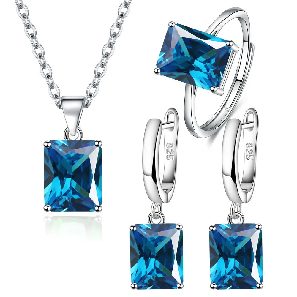 925 Sterling Silver Zircon Set