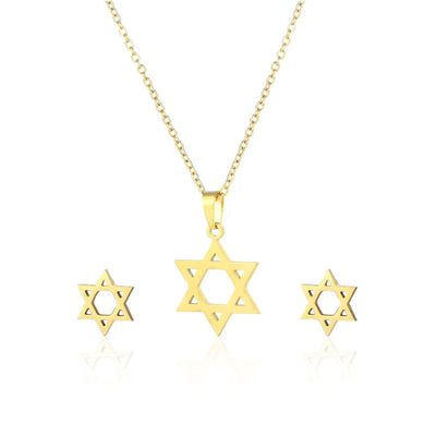 Gold Star of David Jewelry Set