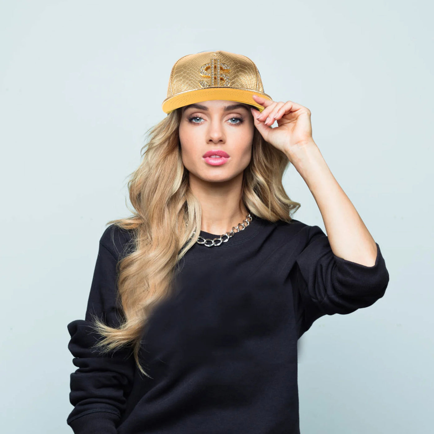 Gold Rhinestone Dollar Sign Cap