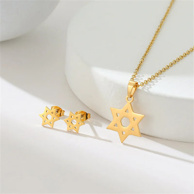 Gold Star of David Jewelry Set