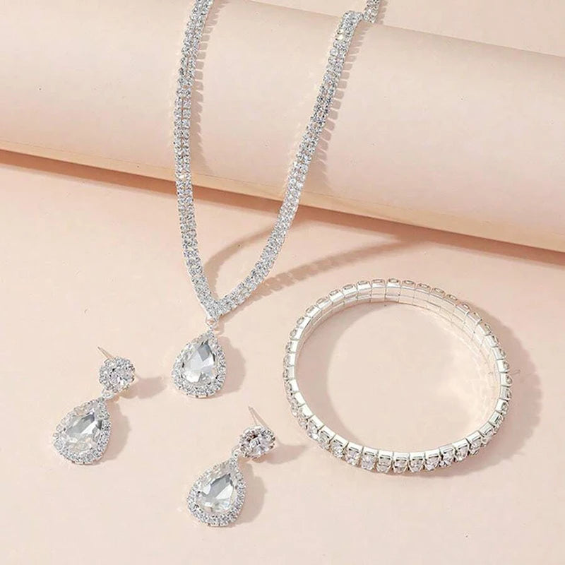 4-Piece Rhinestone Jewelry Set