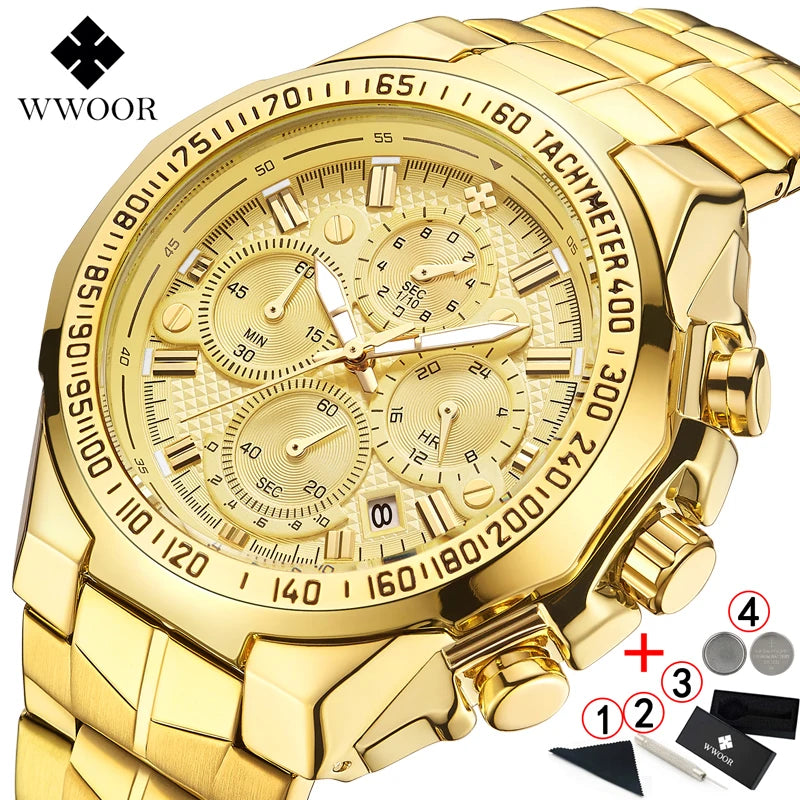 WWOOR  Gold Chronograph Watch