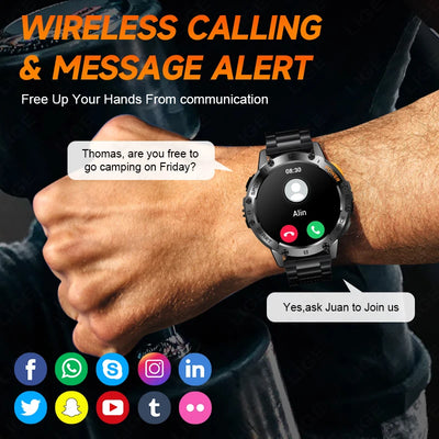 AMOLED Men's Smartwatch with Flashlight