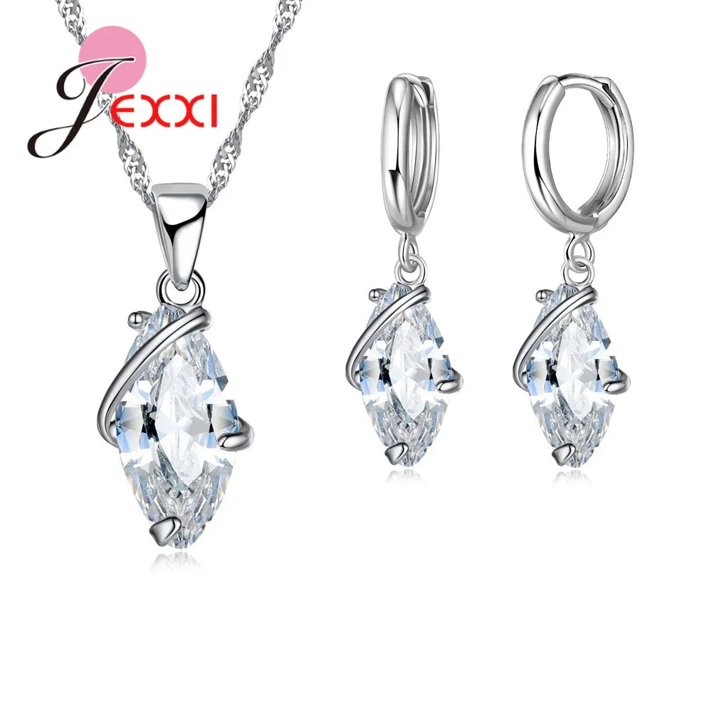 Silver Crystal Jewelry Set