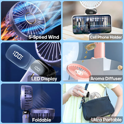 Foldable USB Neck Fan with Stand