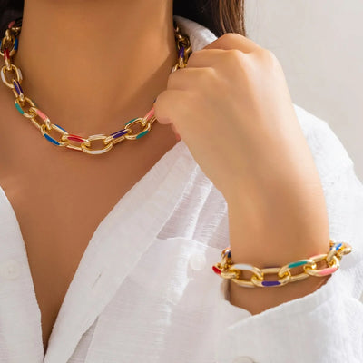 Colorful Boho Choker & Bracelet Set