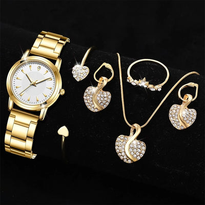 Women's Gold Watch & Jewelry Set