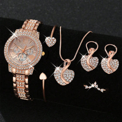 Women's Gold Watch & Jewelry Set