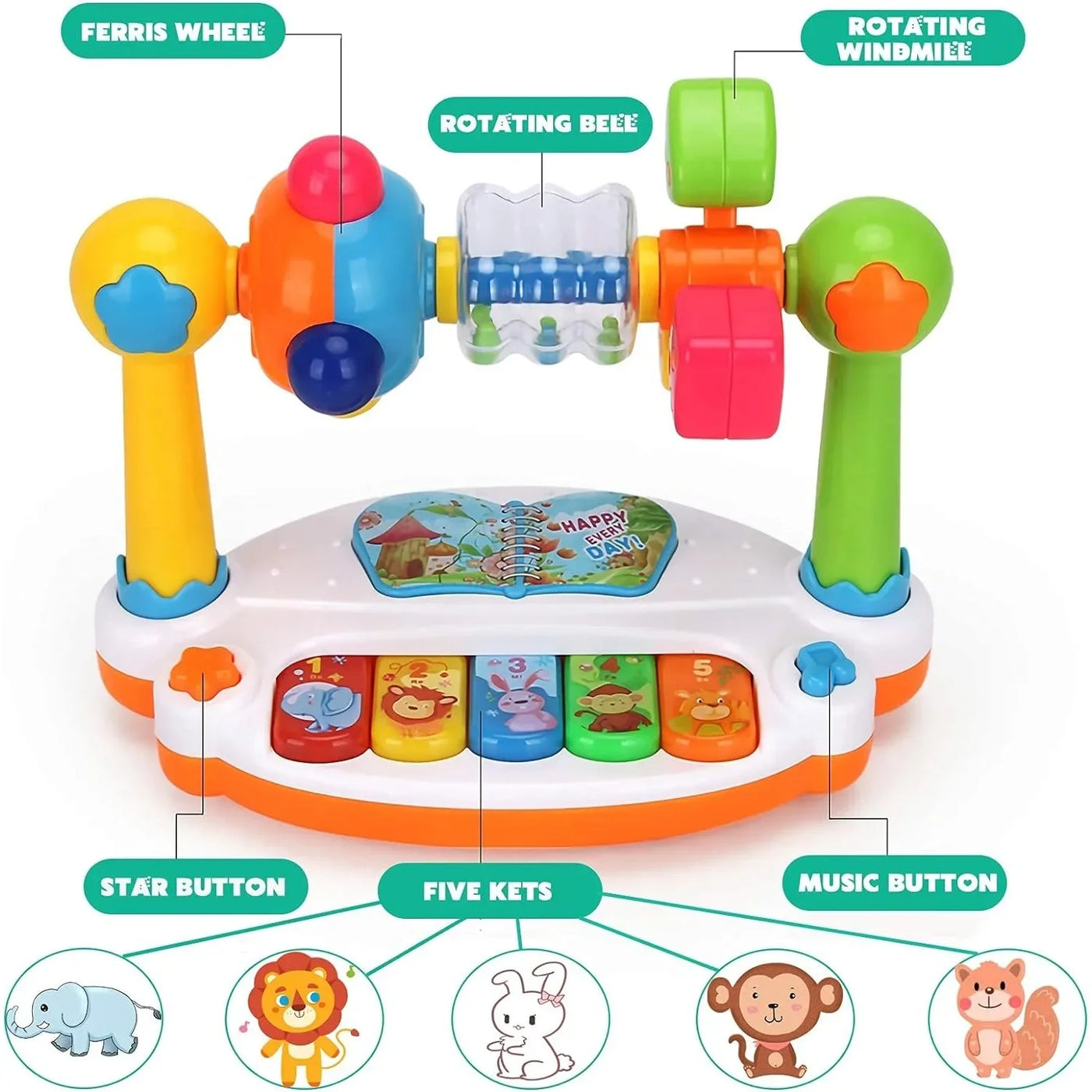 Rotating Light-Up Baby Piano