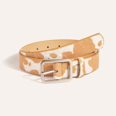 Cow Print Faux Fur Belt