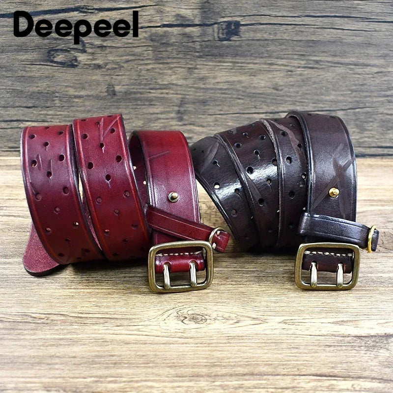 Deepeel Cowhide Pin Buckle