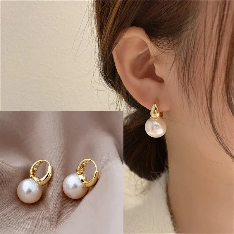 Minimalist Silver Pearl Earrings