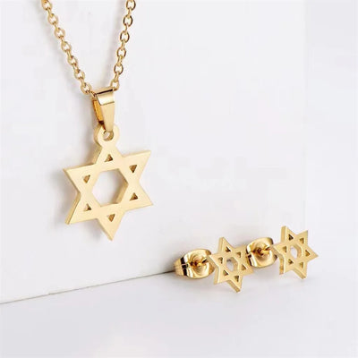 Gold Star of David Jewelry Set