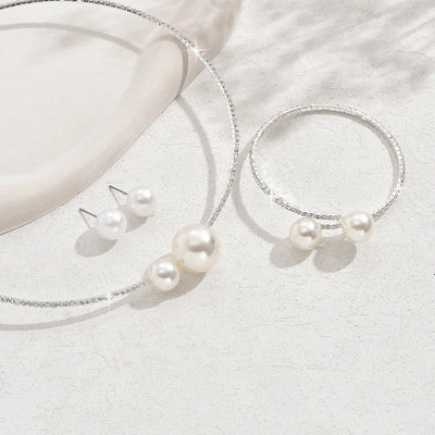 Classic Pearl Rhinestone Jewelry Set