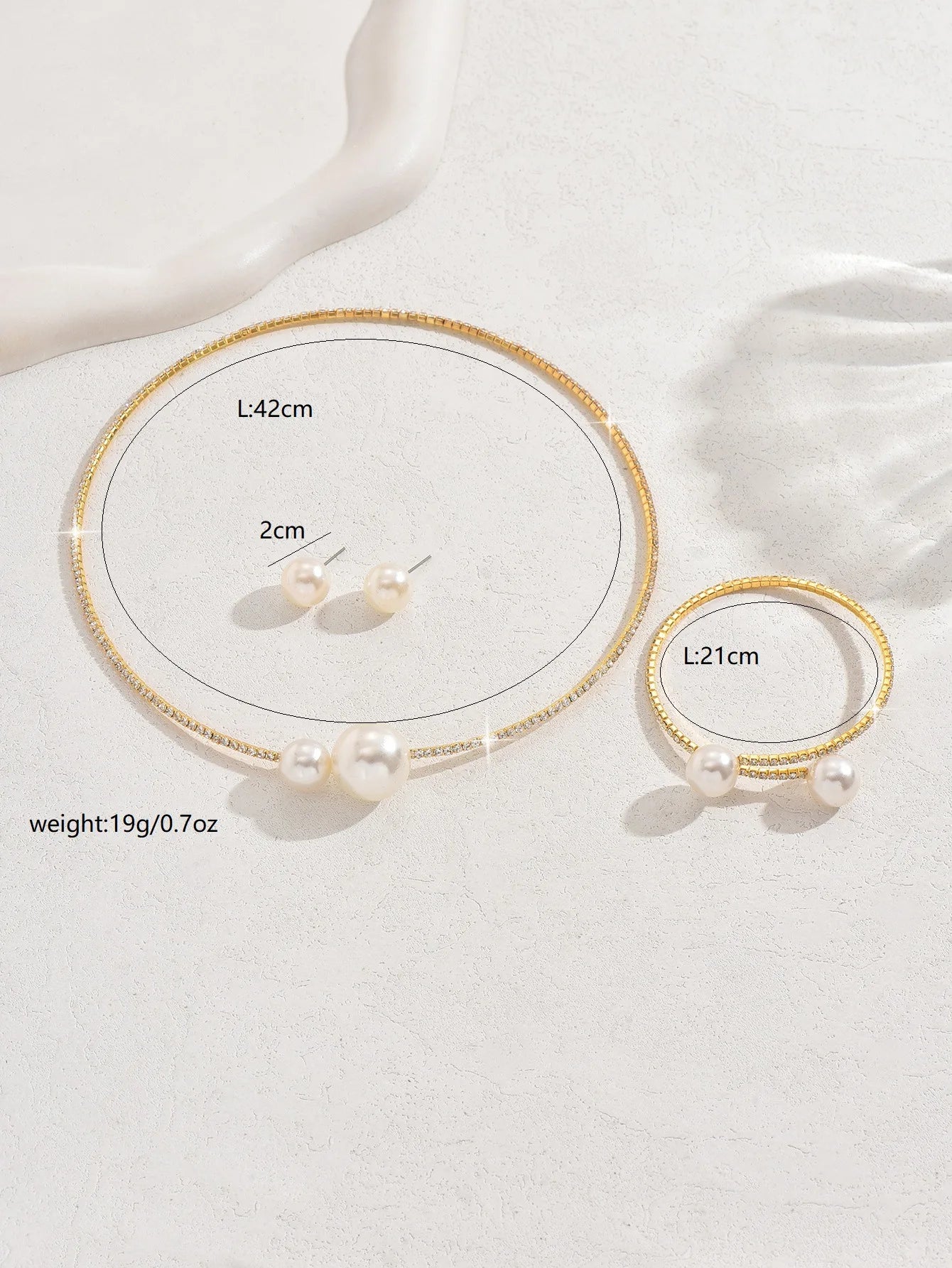 Classic Pearl Rhinestone Jewelry Set
