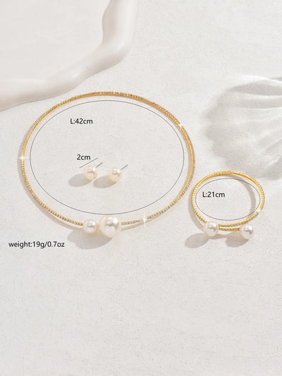 Classic Pearl Rhinestone Jewelry Set