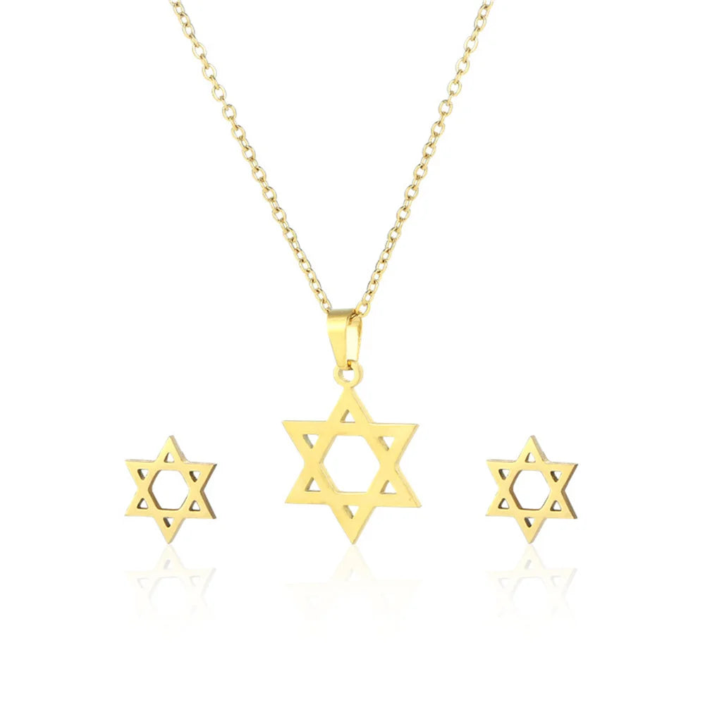 Gold Star of David Jewelry Set