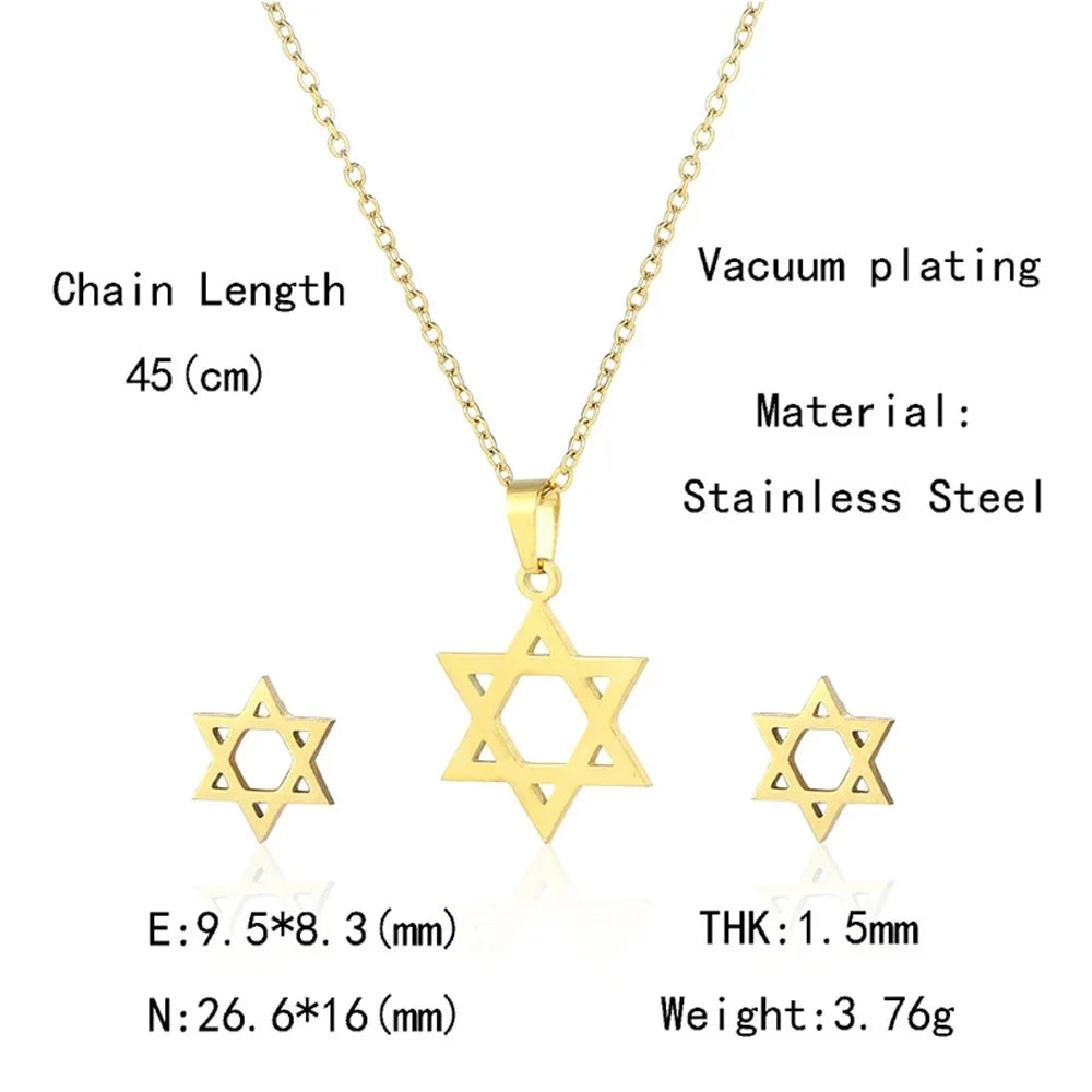 Gold Star of David Jewelry Set