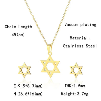 Gold Star of David Jewelry Set