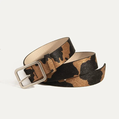 Cow Print Faux Fur Belt