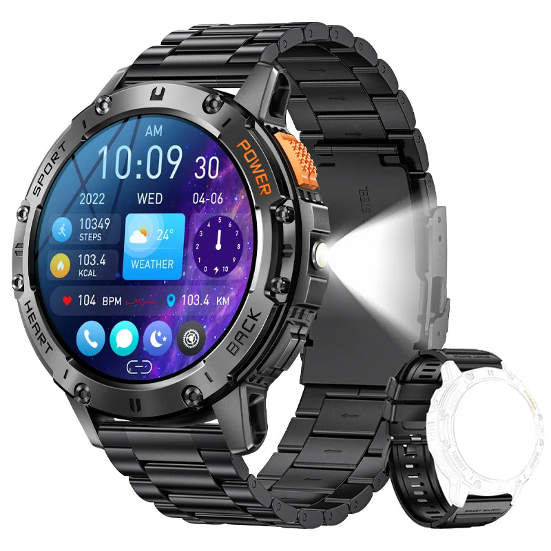 AMOLED Men's Smartwatch with Flashlight