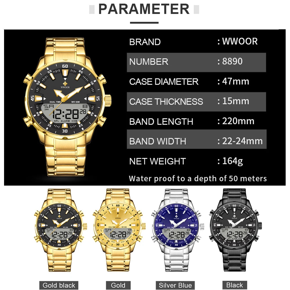 WWOOR Luxury LED Sports Watch