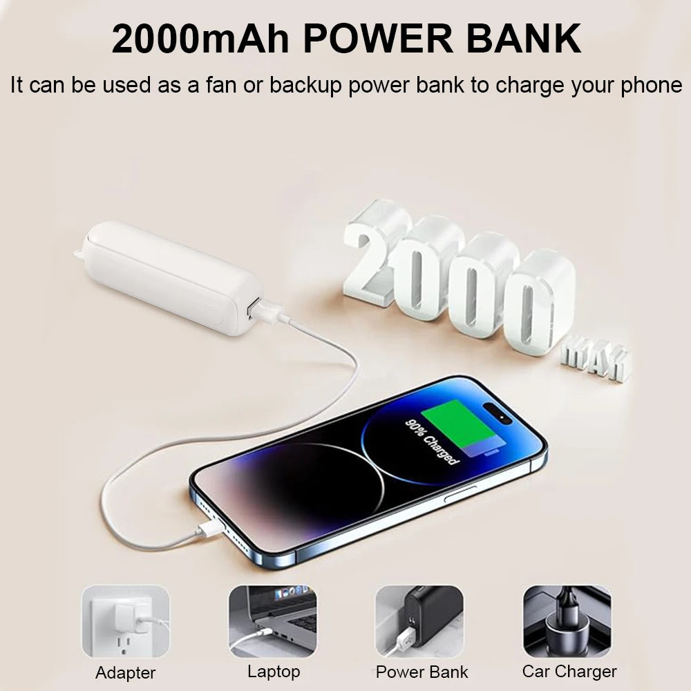 Mini USB Folding Fan with Power Bank