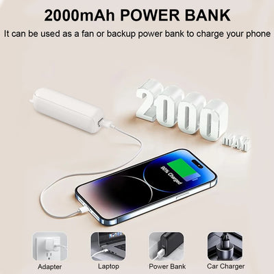 Mini USB Folding Fan with Power Bank