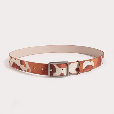 Cow Print Faux Fur Belt
