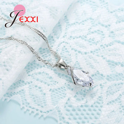 Silver Crystal Jewelry Set