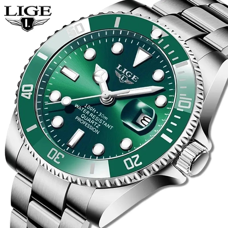 LIGE Luxury 30ATM Diver Watch