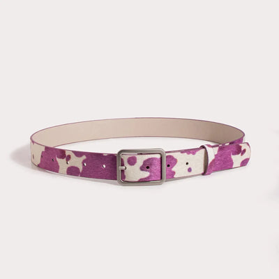 Cow Print Faux Fur Belt