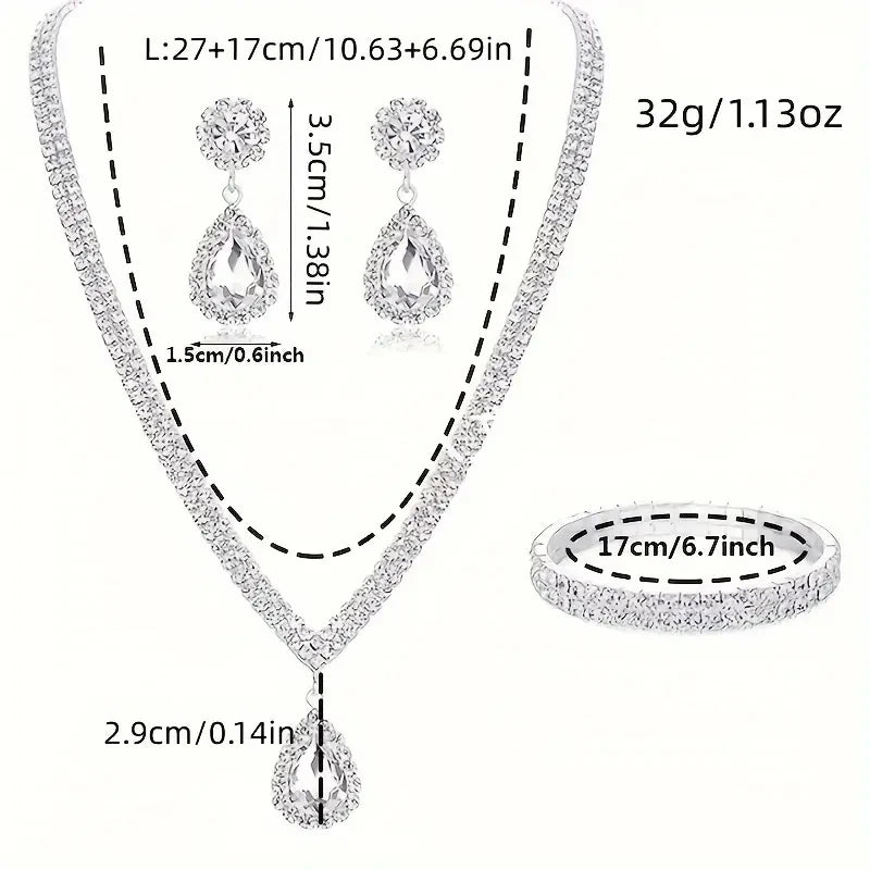 4-Piece Rhinestone Jewelry Set
