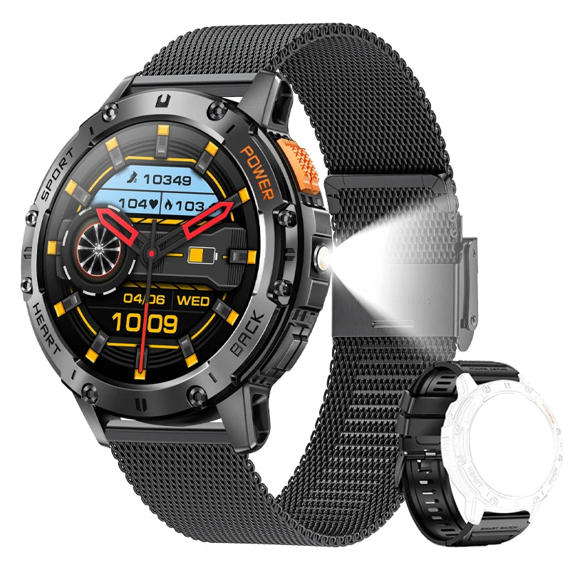 AMOLED Men's Smartwatch with Flashlight