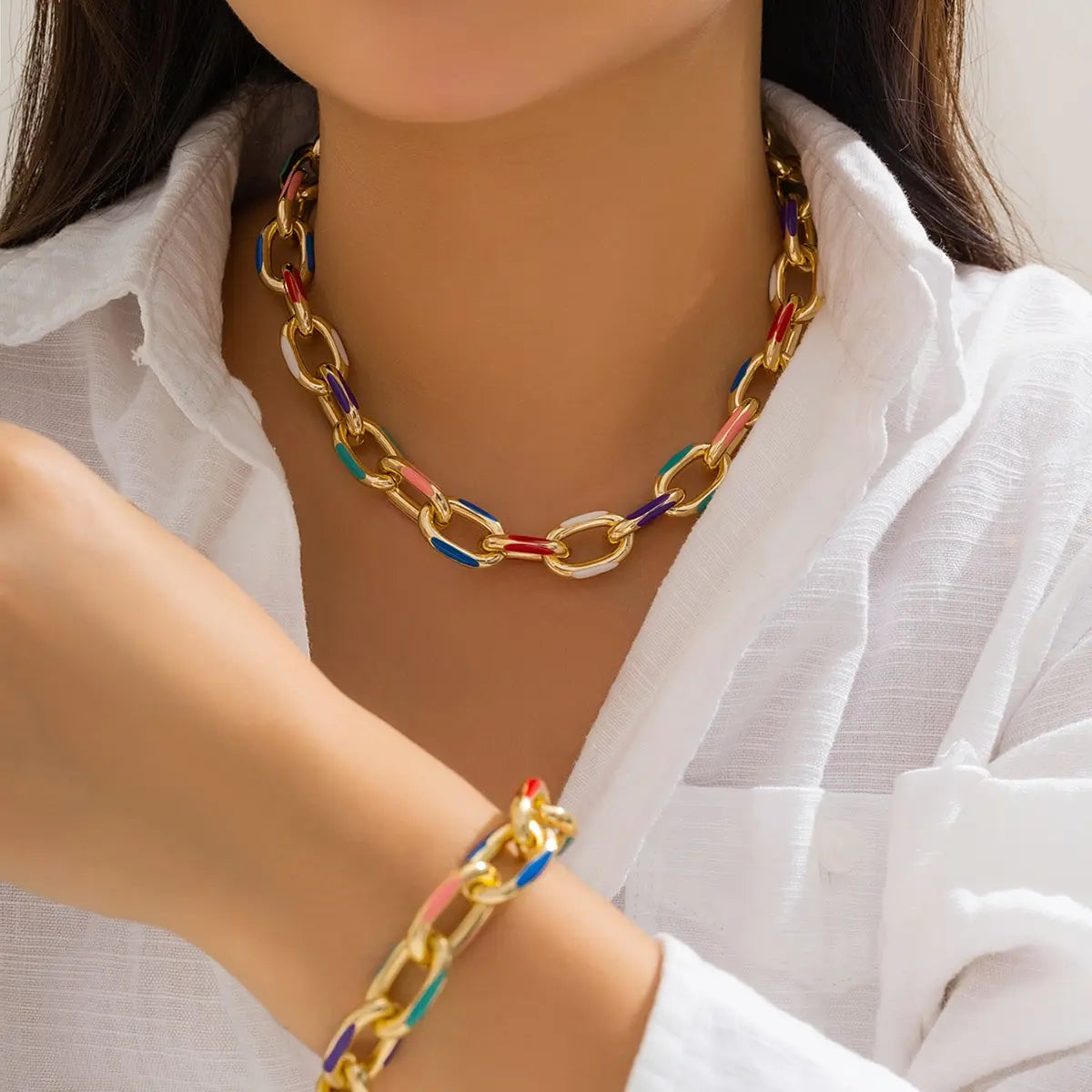 Colorful Boho Choker & Bracelet Set