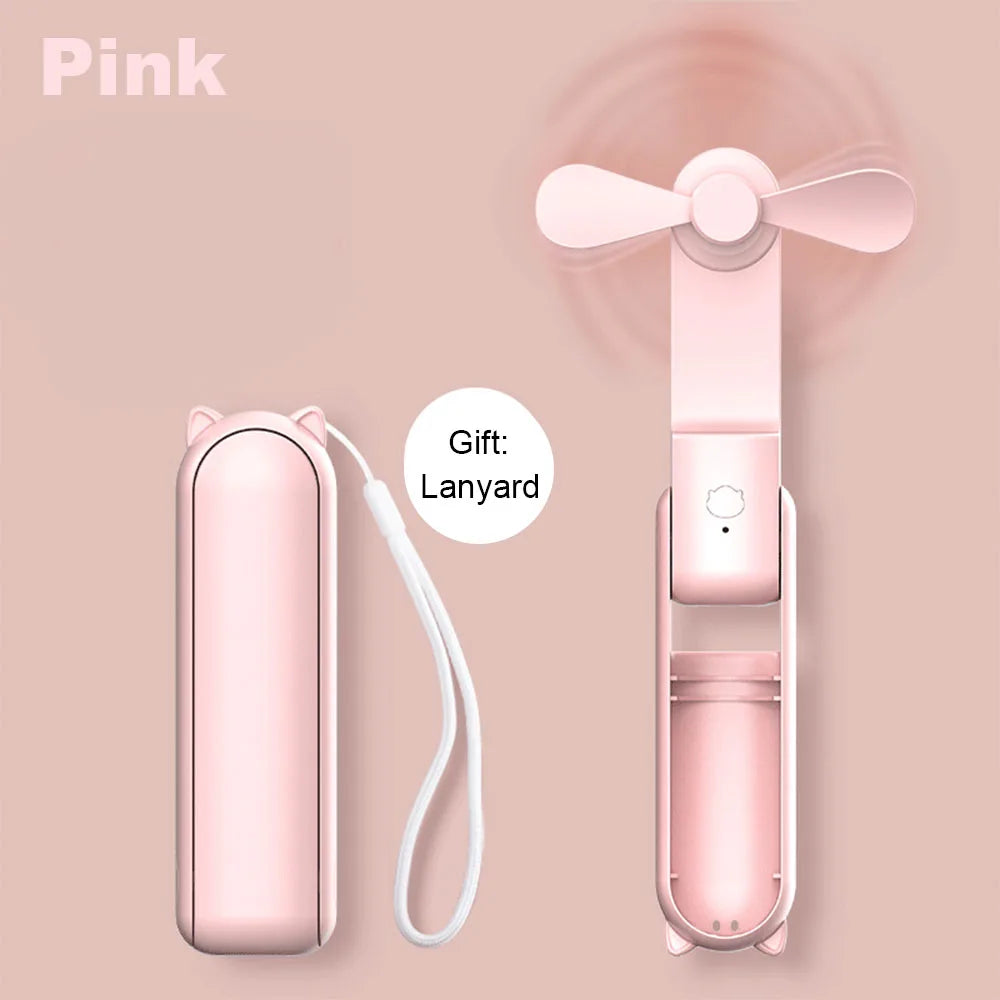 Mini USB Folding Fan with Power Bank