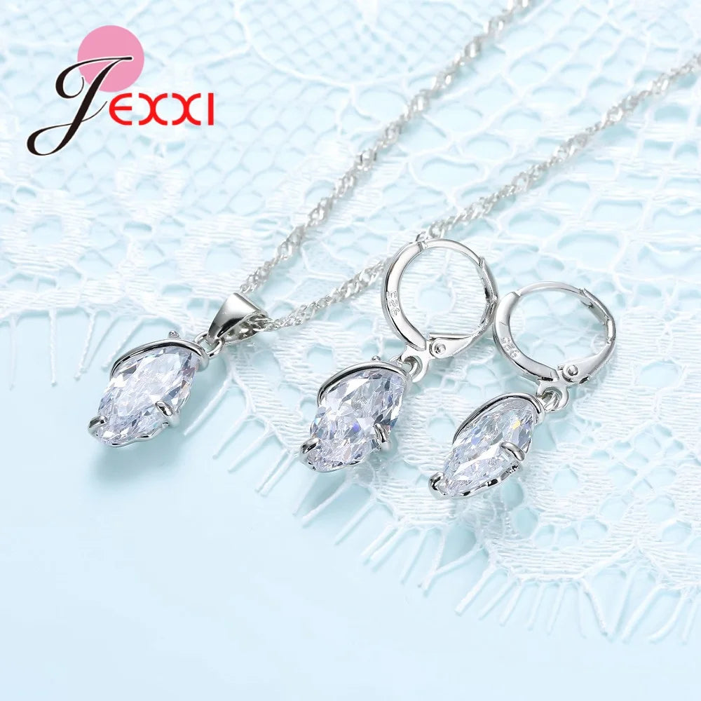 Silver Crystal Jewelry Set