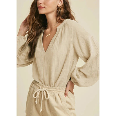 Cotton Muslin V-Neck Shirt