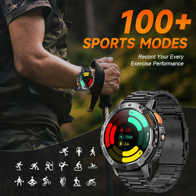 AMOLED Men's Smartwatch with Flashlight