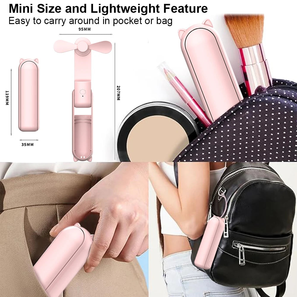 Mini USB Folding Fan with Power Bank