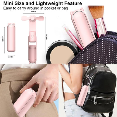 Mini USB Folding Fan with Power Bank