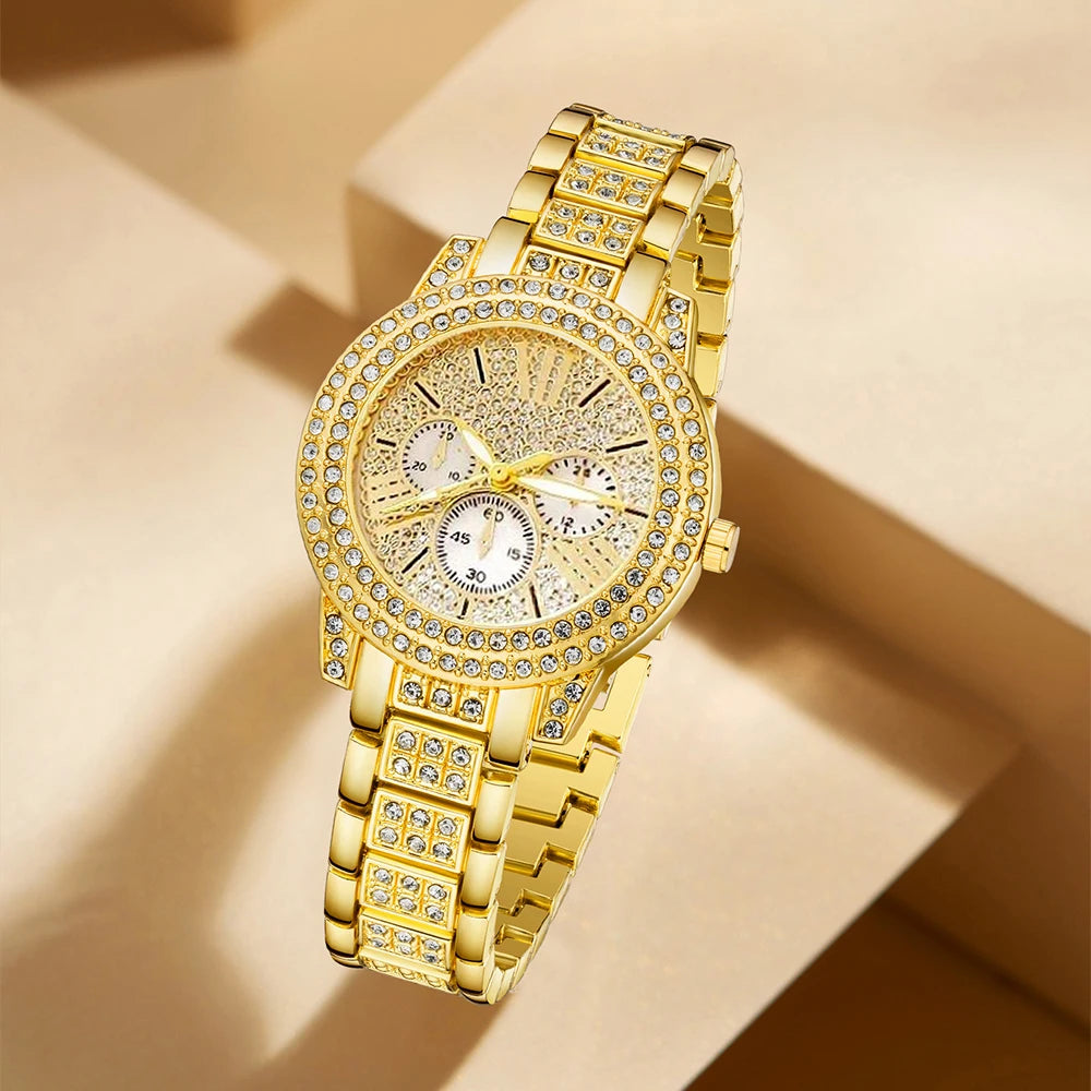 Women's Gold Watch & Jewelry Set